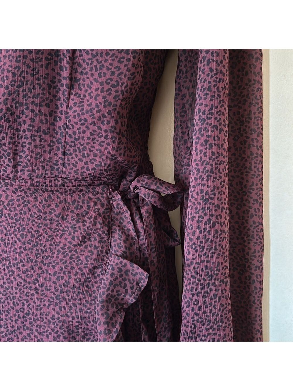 Abercrombie and Fitch dark purple animal print tie ruffle skirt dress size S - Picture 3 of 12